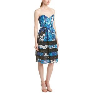 NEW PARKER Holly Gardenia Strapless Floral Lace Combo Dress Size L NWT $298